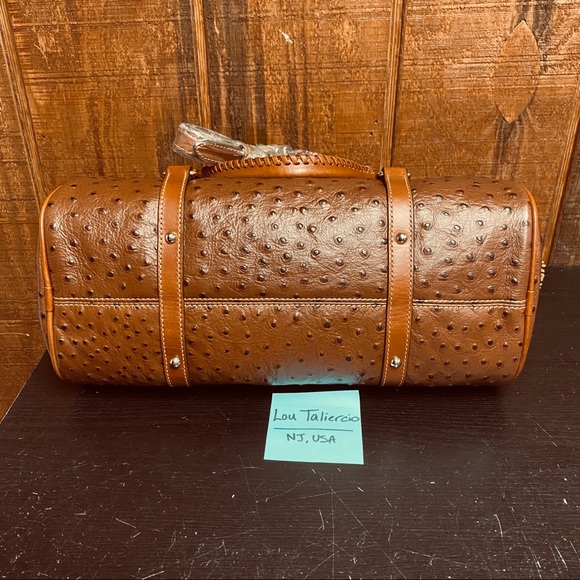 Dooney & Bourke Ostrich Medium Satchel Bag Cognac - Picture 4 of 6